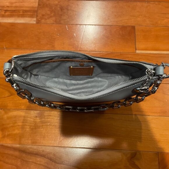 Coach Mira Shoulder Bag in Gray / Blue Glovetanned Leather + Chain Strap CM583 - Picture 7 of 14